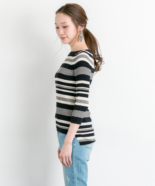 URBAN RESEARCH(アーバンリサーチ)の「UR レトロボーダープルオーバー(ニット/セーター・レディース・ホワイト系その他/グリーン系その他・FREE)」の5枚目の写真