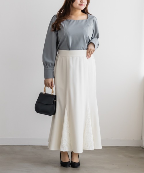 CLETTE(クレット)の「ハートネックカットジョーゼットプルオーバー(シャツ/ブラウス・レディース・ブルー/ピンク/ネイビー・3L/LL/4L)」の10枚目の写真