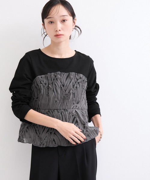 le cercle ADAM ET ROPE'(ルセルクルアダムエロペ)の「バテンレース長袖トップス(Tシャツ/カットソー・レディース・ブラック/オフホワイト/ブラック系その他2・FREE)」の3枚目の写真