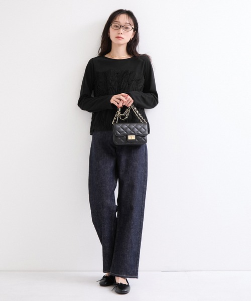 le cercle ADAM ET ROPE'(ルセルクルアダムエロペ)の「バテンレース長袖トップス(Tシャツ/カットソー・レディース・ブラック/オフホワイト/ブラック系その他2・FREE)」の4枚目の写真