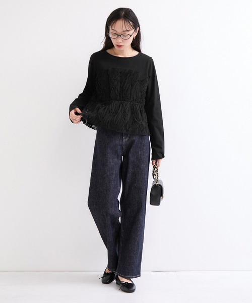 le cercle ADAM ET ROPE'(ルセルクルアダムエロペ)の「バテンレース長袖トップス(Tシャツ/カットソー・レディース・ブラック/オフホワイト/ブラック系その他2・FREE)」の5枚目の写真