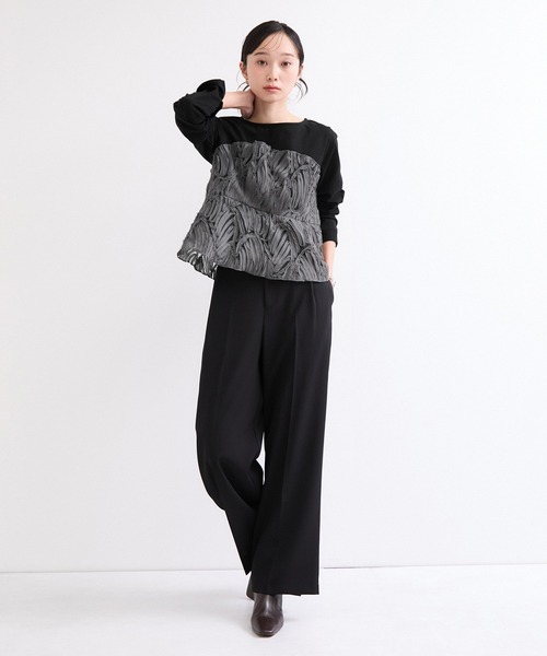 le cercle ADAM ET ROPE'(ルセルクルアダムエロペ)の「バテンレース長袖トップス(Tシャツ/カットソー・レディース・ブラック/オフホワイト/ブラック系その他2・FREE)」の6枚目の写真