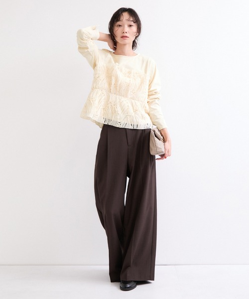 le cercle ADAM ET ROPE'(ルセルクルアダムエロペ)の「バテンレース長袖トップス(Tシャツ/カットソー・レディース・ブラック/オフホワイト/ブラック系その他2・FREE)」の8枚目の写真