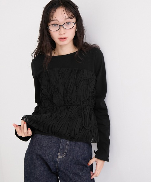 le cercle ADAM ET ROPE'(ルセルクルアダムエロペ)の「バテンレース長袖トップス(Tシャツ/カットソー・レディース・ブラック/オフホワイト/ブラック系その他2・FREE)」の10枚目の写真