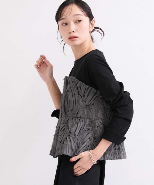 le cercle ADAM ET ROPE'(ルセルクルアダムエロペ)の「バテンレース長袖トップス(Tシャツ/カットソー・レディース・ブラック/オフホワイト/ブラック系その他2・FREE)」の11枚目の写真