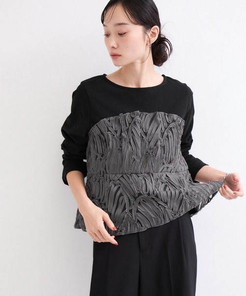 le cercle ADAM ET ROPE'(ルセルクルアダムエロペ)の「バテンレース長袖トップス(Tシャツ/カットソー・レディース・ブラック/オフホワイト/ブラック系その他2・FREE)」の12枚目の写真