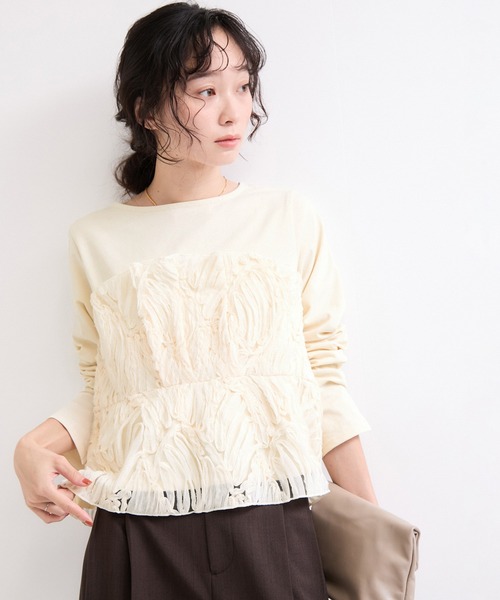le cercle ADAM ET ROPE'(ルセルクルアダムエロペ)の「バテンレース長袖トップス(Tシャツ/カットソー・レディース・ブラック/オフホワイト/ブラック系その他2・FREE)」の13枚目の写真