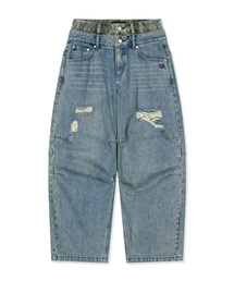 W LAYERED DENIM PANTS