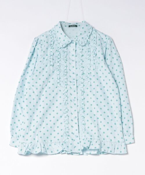 AsRiRe（アスリレイ）の「26aw　四色展開/ ドット柄フロントフリルオーバーサイズシャツブラウス（シャツ/ブラウス・レディース・グリーン/ホワイト/ピンク/ブルー・M）」の18枚目の写真