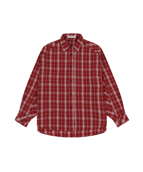ORDINARY HOLIDAY（オーディナリー ホリデー）の「チェックオーバーサイズシャツ [レッド]（シャツ/ブラウス・レディース・その他・FREE）」の2枚目の写真