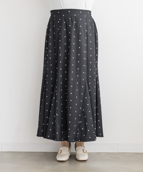 CLETTE(クレット)の「ドット柄マーメイドスカート(スカート・レディース・ブラック/アイボリー/ワイン・4L/3L/LL)」の13枚目の写真