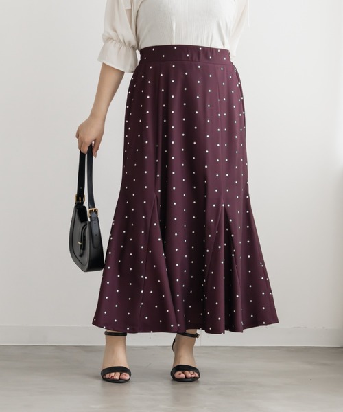 CLETTE(クレット)の「ドット柄マーメイドスカート(スカート・レディース・ブラック/アイボリー/ワイン・4L/3L/LL)」の10枚目の写真