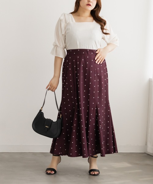 CLETTE(クレット)の「ドット柄マーメイドスカート(スカート・レディース・ブラック/アイボリー/ワイン・4L/3L/LL)」の11枚目の写真