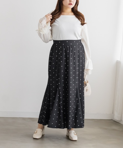 CLETTE(クレット)の「ドット柄マーメイドスカート(スカート・レディース・ブラック/アイボリー/ワイン・4L/3L/LL)」の8枚目の写真