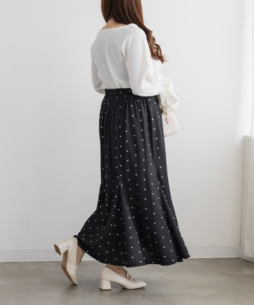 CLETTE(クレット)の「ドット柄マーメイドスカート(スカート・レディース・ブラック/アイボリー/ワイン・4L/3L/LL)」の9枚目の写真