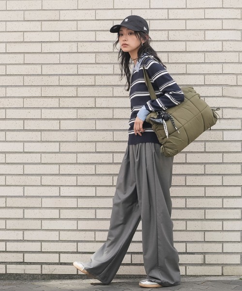 mili an deni(ミリアンデニ)の「ウール混配色ポロ襟ボーダープルオーバー(ニット/セーター・レディース・ネイビー/ブラウン・M)」の13枚目の写真