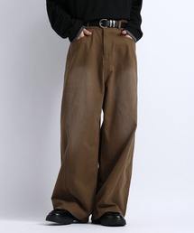 FADE WASH HERRINGBONE BUGGY WIDE PANTS / フェード加工/へリンボンバギーワイドパンツ