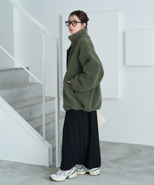 FREAK'S STORE（フリークスストア）の「限定展開　スタンドカラー ボア ハーフ ブルゾン（その他アウター・レディース・ライトグレー/ナチュラル/ブラック/ブラウン/オリーブ・ﾌﾘ-）」の22枚目の写真