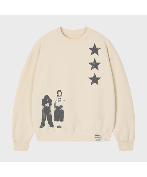 GRAVER（グレーバー）の「[UNISEX]STAR3 スウェット_4color（スウェット・レディース・ホワイト/ブラック/グレー/アイボリー・SMALL/MEDIUM/LARGE）」の2枚目の写真