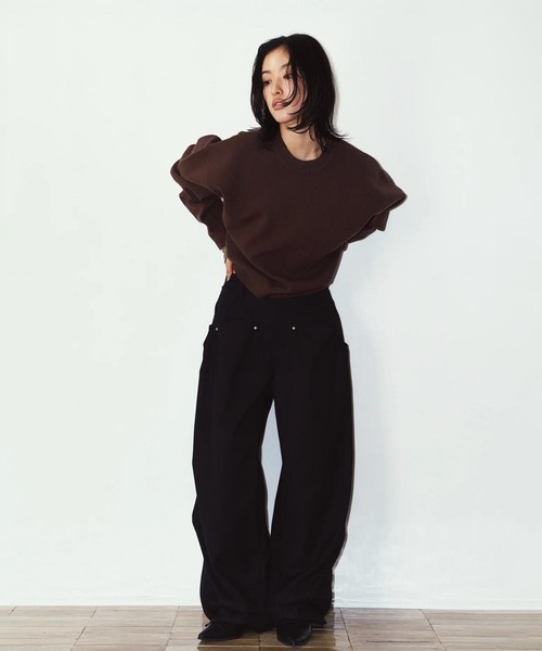 Knuth Marf(クヌースマーフ)の「Knuth Marf / クヌースマーフ cling draped pants(スラックス・レディース・ブラック/ブラウン・X-SMALL/SMALL)」の3枚目の写真