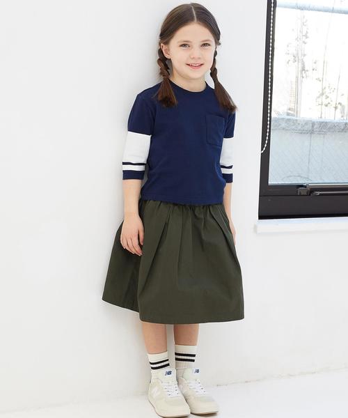 green label relaxing（グリーンレーベルリラクシング）の「サイドジップ スカート◆（スカート・キッズ・オリーブ/ネイビー・105/135/125/115）」の3枚目の写真