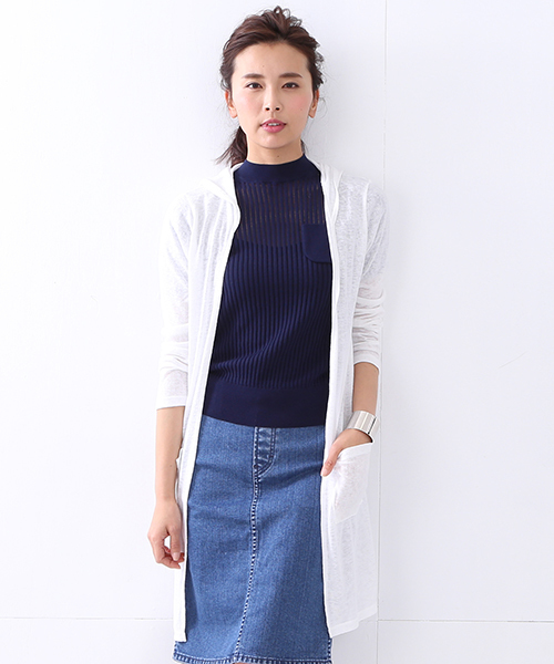 BEAMS LIGHTS Women's（ビームスライツ ウィメンズ）の「BEAMS LIGHTS / フード付 ロングカーディガン（カーディガン/ボレロ・レディース・ホワイト/チャコールグレー/ネイビー・ONE SIZE）」の2枚目の写真