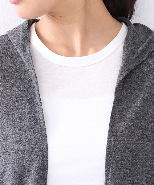 BEAMS LIGHTS Women's（ビームスライツ ウィメンズ）の「BEAMS LIGHTS / フード付 ロングカーディガン（カーディガン/ボレロ・レディース・ホワイト/チャコールグレー/ネイビー・ONE SIZE）」の6枚目の写真