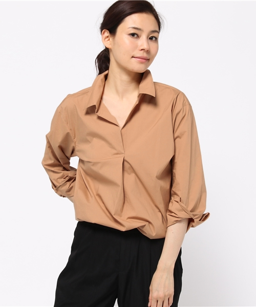 ESTNATION（エストネーション）の「ESTNATION シャツプルオーバー（シャツ/ブラウス・レディース・オフホワイト/ネイビー/ベージュ・38/36）」の6枚目の写真