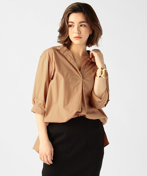 ESTNATION（エストネーション）の「ESTNATION シャツプルオーバー（シャツ/ブラウス・レディース・オフホワイト/ネイビー/ベージュ・38/36）」の9枚目の写真