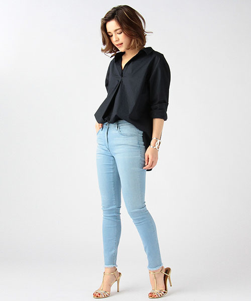 ESTNATION（エストネーション）の「ESTNATION シャツプルオーバー（シャツ/ブラウス・レディース・オフホワイト/ネイビー/ベージュ・38/36）」の14枚目の写真