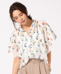 GLOBAL WORK | ギャザープリントブラウス半袖/713143(シャツ/ブラウス)