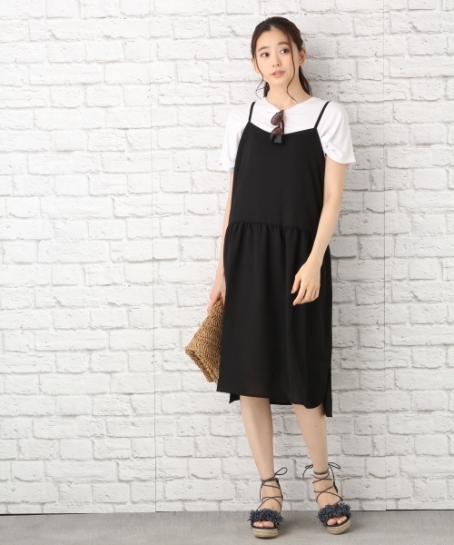LEPSIM（レプシィム）の「キャミギャザーワンピース　723536（ワンピース・レディース・グレー/ブラック/ネイビー・MEDIUM/LARGE）」の4枚目の写真