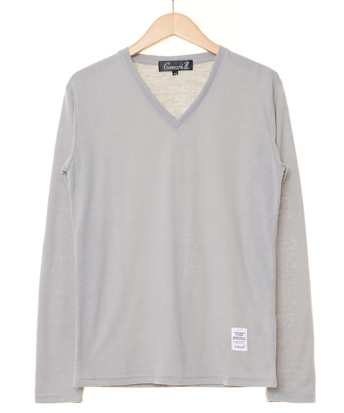 CavariA（キャバリア）の「『CavariA/キャバリア』TC無地Vネック長袖Tシャツ（Tシャツ/カットソー・メンズ・ホワイト/ブラック/ベージュ/グレー/ネイビー・L/M/XL）」の8枚目の写真