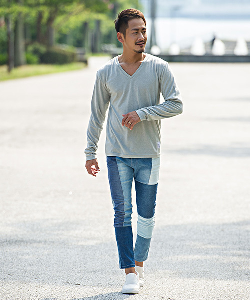 CavariA（キャバリア）の「『CavariA/キャバリア』TC無地Vネック長袖Tシャツ（Tシャツ/カットソー・メンズ・ホワイト/ブラック/ベージュ/グレー/ネイビー・L/M/XL）」の21枚目の写真