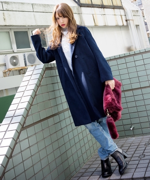 WEGO(ウィゴー)の「WEGO/コクーンチェスターコート(チェスターコート・レディース・ダークオレンジ/ダークグレー/その他1/ネイビー・FREE)」の22枚目の写真