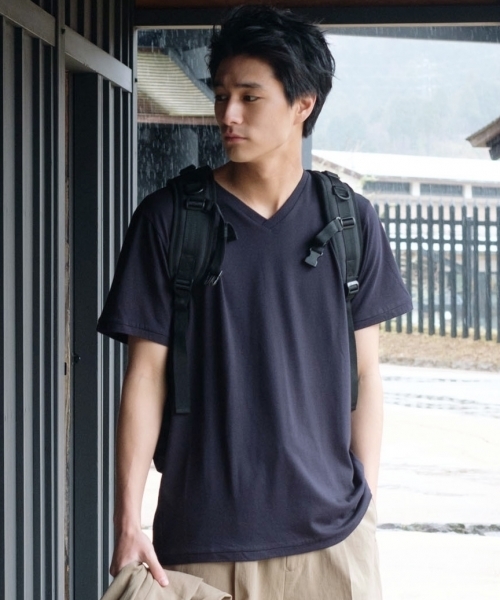 RAGEBLUE（レイジブルー）の「【HY-TEK】モダールVネックTシャツ/758788（Tシャツ/カットソー・メンズ・ホワイト/ベージュ/ネイビー・LARGE/MEDIUM/SMALL）」の3枚目の写真