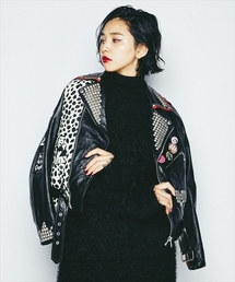 HYSTERIC GLAMOUR | CR/STUDS＆PATCHリメイクラムレザーライダースJK(ライダースジャケット)