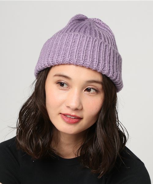 AVAN LILY（アヴァンリリィ）の「モヘアタッチニットビーニー（キャップ・レディース・ライトグリーン/ブラック/ライトパープル・FREE）」の3枚目の写真