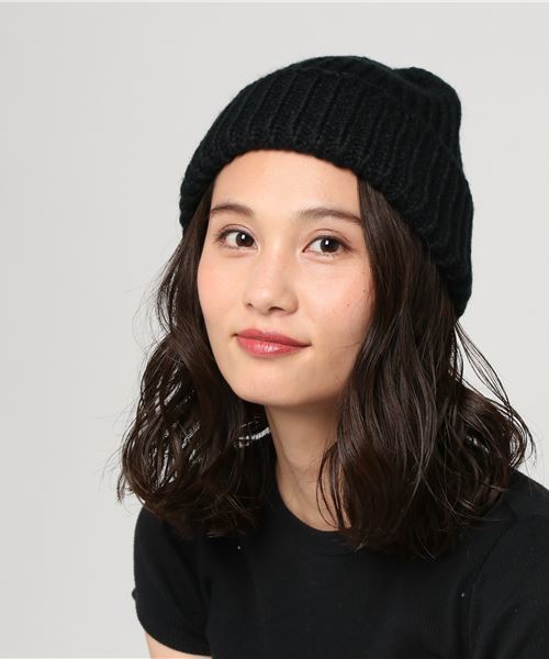 AVAN LILY（アヴァンリリィ）の「モヘアタッチニットビーニー（キャップ・レディース・ライトグリーン/ブラック/ライトパープル・FREE）」の2枚目の写真