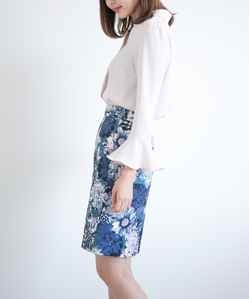 PROPORTION BODY DRESSING（プロポーションボディドレッシング）の「ビッグフラワージャガードプリントタイトスカート（スカート・レディース・ピンク/パープル/ネイビー・1/2/3）」の16枚目の写真