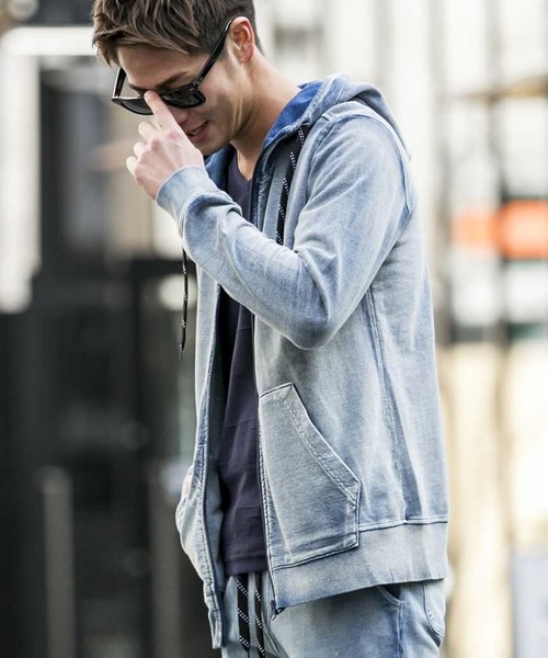 A.S.M（エーエスエム）の「インディゴ裏毛ジップアップパーカー