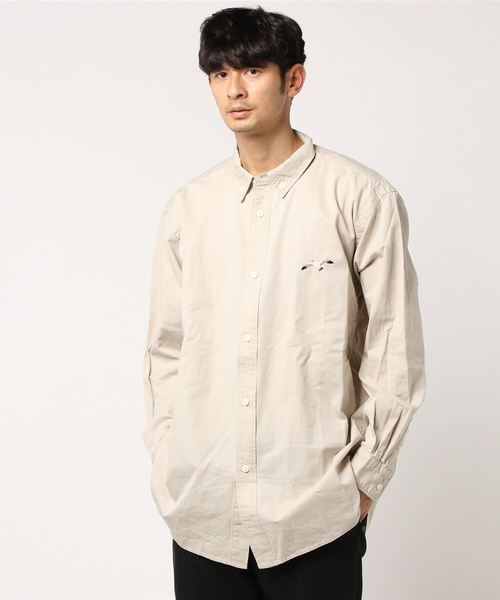 AOZORA（アオゾラ）の「AOZORA/アオゾラ　ツイルBIGボタンダウンシャツ（シャツ/ブラウス・メンズ・ベージュ/オリーブ/ピンク/ネイビー・LARGE/MEDIUM）」の3枚目の写真