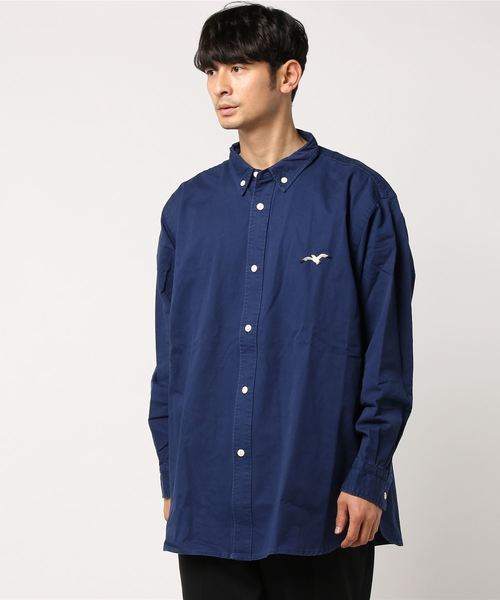 AOZORA（アオゾラ）の「AOZORA/アオゾラ　ツイルBIGボタンダウンシャツ（シャツ/ブラウス・メンズ・ベージュ/オリーブ/ピンク/ネイビー・LARGE/MEDIUM）」の4枚目の写真