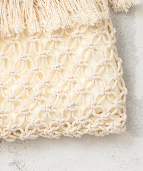 BEAUTY&YOUTH UNITED ARROWS（ビューティーアンドユースユナイテッドアローズ）の「BY∴ マクラメフリンジリングハンドルバッグ（ハンドバッグ・レディース・イエロー/ナチュラル/ターコイズブルー/グレー・FREE）」の7枚目の写真