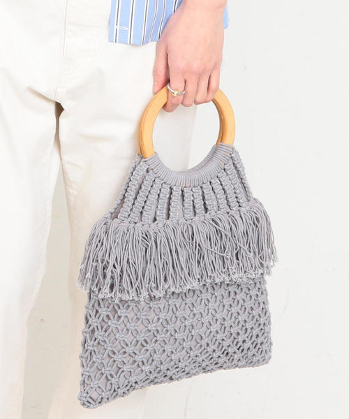 BEAUTY&YOUTH UNITED ARROWS（ビューティーアンドユースユナイテッドアローズ）の「BY∴ マクラメフリンジリングハンドルバッグ（ハンドバッグ・レディース・イエロー/ナチュラル/ターコイズブルー/グレー・FREE）」の16枚目の写真
