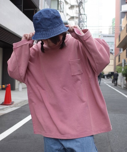 rovtski（ロフトスキー）の「rovtski 【ビッグシルエット】ミニ裏毛パウダーブリーチBIGトレーナーF（スウェット・レディース・ブラック/ピンク/イエロー/ブルー/グリーン・FREE）」の5枚目の写真