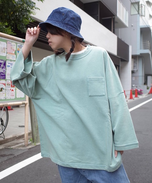 rovtski（ロフトスキー）の「rovtski 【ビッグシルエット】ミニ裏毛パウダーブリーチBIGトレーナーF（スウェット・レディース・ブラック/ピンク/イエロー/ブルー/グリーン・FREE）」の3枚目の写真