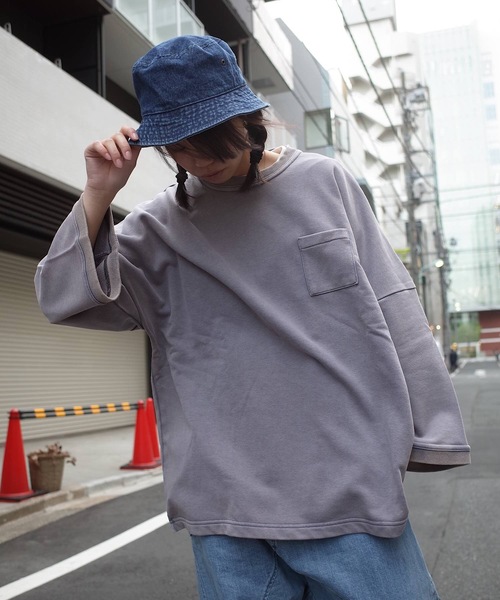 rovtski（ロフトスキー）の「rovtski 【ビッグシルエット】ミニ裏毛パウダーブリーチBIGトレーナーF（スウェット・レディース・ブラック/ピンク/イエロー/ブルー/グリーン・FREE）」の14枚目の写真