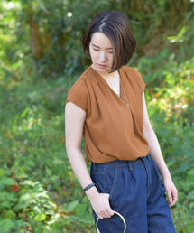 rps | ネックレス付重ねＶネック半袖ブラウス(シャツ/ブラウス)