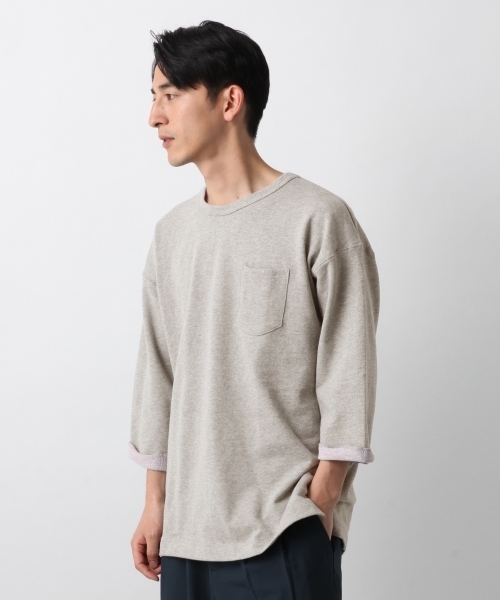 RAGEBLUE（レイジブルー）の「配色裏毛ドロップクルー7分袖/792459（Tシャツ/カットソー・メンズ・ブルー/グレー/ホワイト/ベージュ/パープル・LARGE/MEDIUM/SMALL）」の2枚目の写真